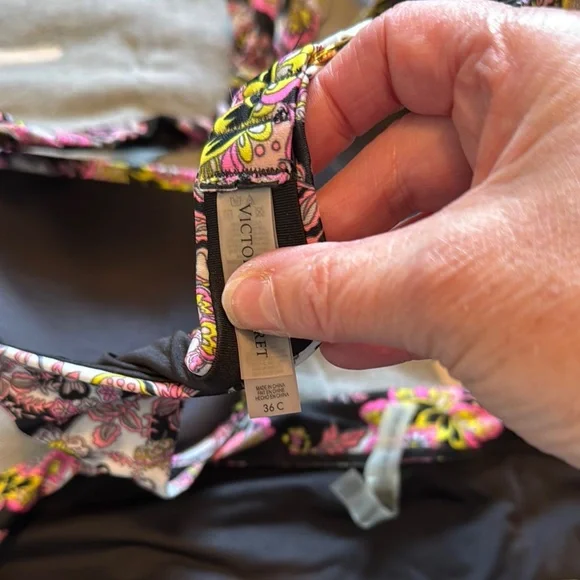 Victoria's Secret Floral Bikini - Black and Pink - Picture 3 of 4